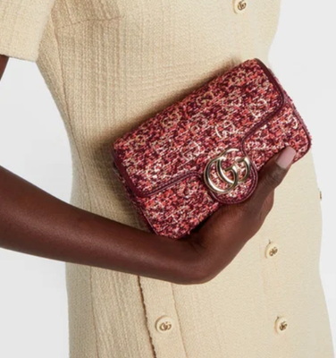 Gucci GG Marmont mini Tweed Shoulder Bag red - BNWT 841290 | eBay