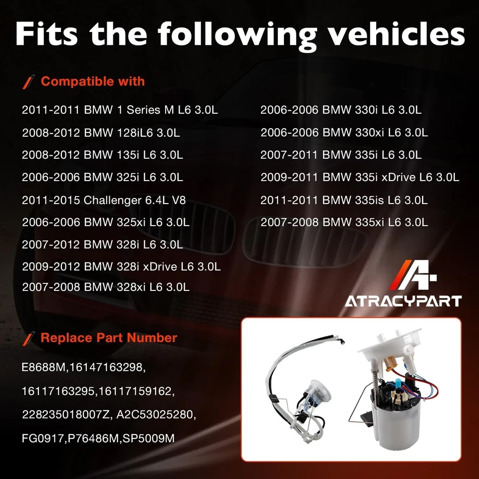 Conjunto de módulo de bomba de combustible BMW 2006-2012 325i 330i 335i 128i 135i xDrive Foto 2 de 4
