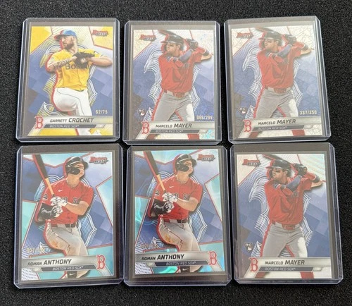 Bowman’s Best 6 Card Red Sox Lot Ft Roman Anthony, Crochet, & Mayer
