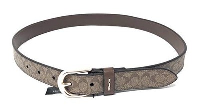 Coach Classic Belt In Signature Canvas (Small, Khaki/Saddle  display picture 3