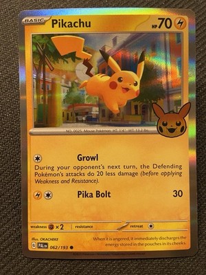 Pokémon TCG Pikachu 62/193 Holo Rare Stamped Trick or Trade 2023 - NM