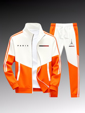 Mens 2Pc Tracksuit Set High Collar Jacket Sportswear New S-XL
