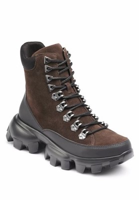 Karl Lagerfeld Paris Men's Lug Sole Suede Lace-Up Work Boots Brown Size 9.5
