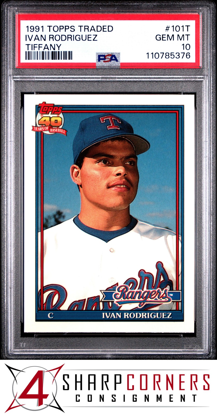 1991 TOPPS TRADED TIFFANY #101T IVAN RODRIGUEZ RC HOF PSA 10
