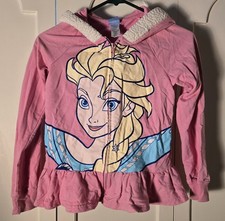 Disney Frozen Childs Large Zip Front Pink Sweatshirt