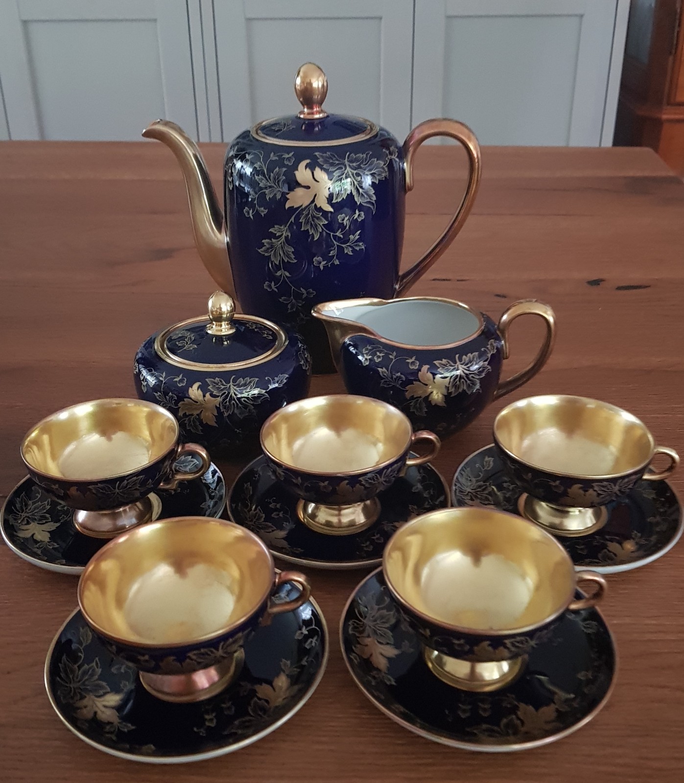 Johann Haviland Mokkaservice Kobalt Gold Porzellanfabrik Waldershof