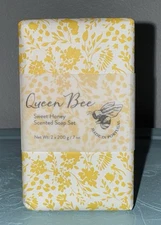 Queen Bee Sweet Honey Scented Soap Set 2 Bars 7oz Each Made In Portugal