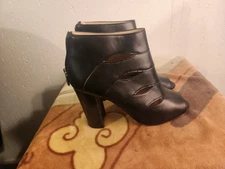 Adrienne Vittadini Womens sz 7.5M Black Leather Zip Up High Heel Booties #14