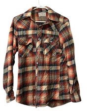 Mr Leggs Shirt Mens Small Plaid Flannel Pearl Snap USA 70s 80s Western VTG