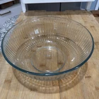 VTG Pyrex 4.5 qt Ribbed Clear/Aqua Mixing Bowl 7404-S Made In USA No Lid *