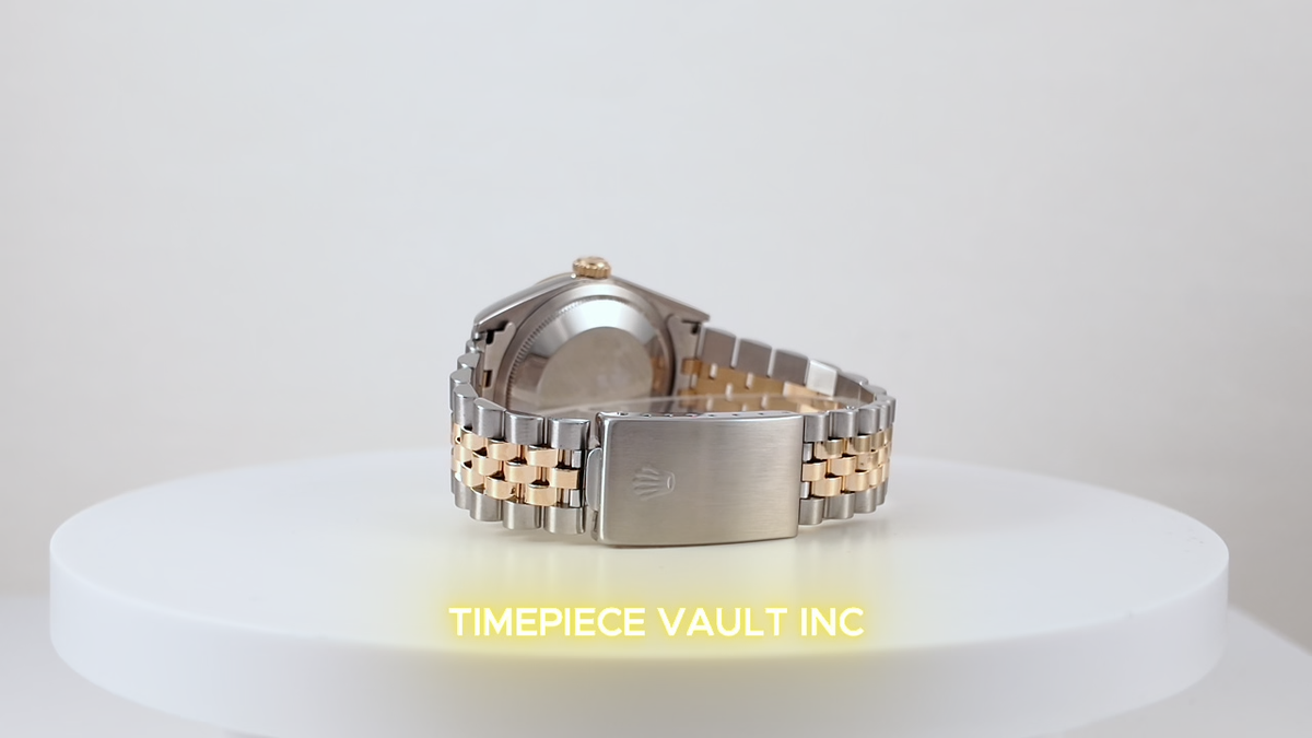 ROLEX DATEJUST 16233 GOLD & STEEL 36MM WHITE MOP DIAMOND DIAL 18K