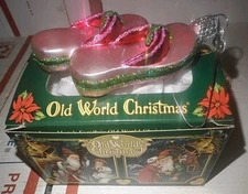 The Merck Family Old World Christmas Ornaments Pink Flip Flops Glass Mouth Blown