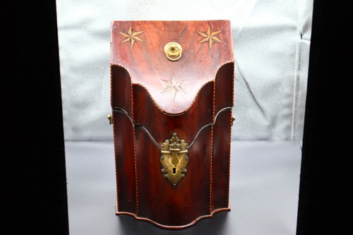 Antique Georgian Style Wooden Knife Box with Inlay 