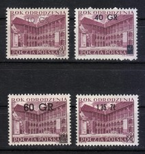 Poland 1956 MNH Mi 970-973 Sc 733-736 Courtyard, Wawel Castle , Surcharged **