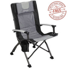 Ozark Trail High Back Camping Chair, Black, Adult, Adjustable, Foldable, 300 lb