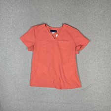 Koi SAPPHIRE Women Scrub Top M Coral 294 Cora Short Sleeve V Neck Stretch Logo