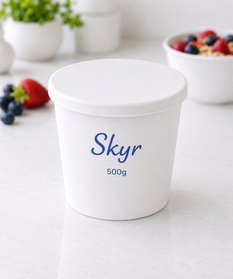 4X Skyr Joghurt Deckel 500g Becher Weiß PETG Wiederverwendbar, Frischhaltedeckel