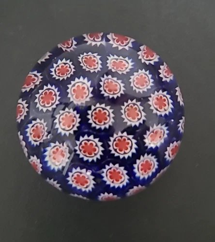 Vintage Genuine Murano Italy Floral Millefiori Glass Paperweight