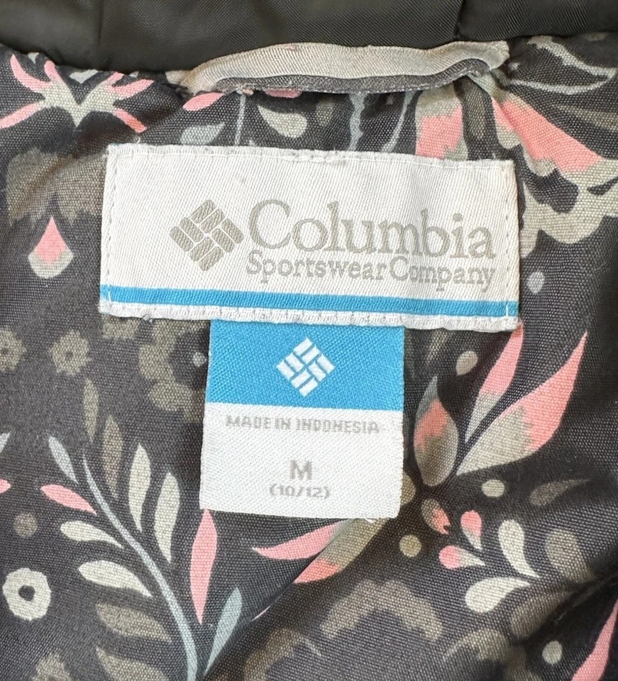 Columbia Girl’s Full zip Floral Hooded coat size M(10-12) Black E10 - Image 3 of 4