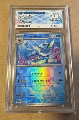 Vaporeon (Master Ball) 022/131 2025 Prismatic Evolutions Reverse Holo - Ace 10