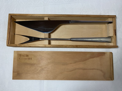 Arthur Salm AS Stainless 2 Pc MCM Carving Set in Wood Box Case 331 Cassius