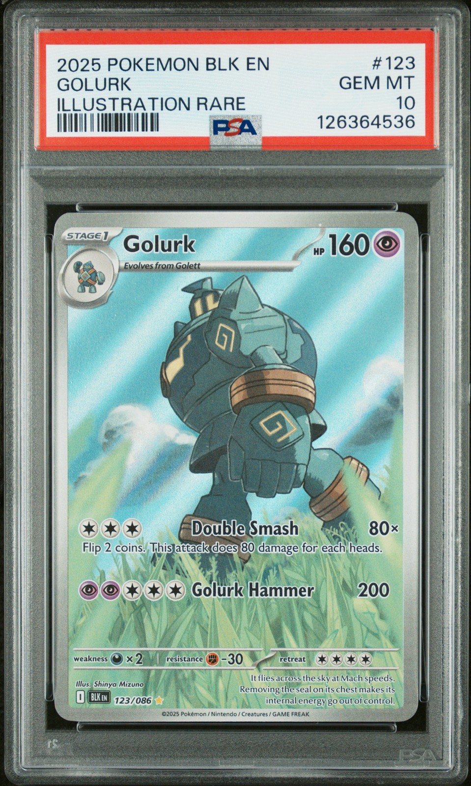2025 POKEMON BLK EN-BLACK BOLT ILLUSTRATION RARE #123 GOLURK PSA 10
