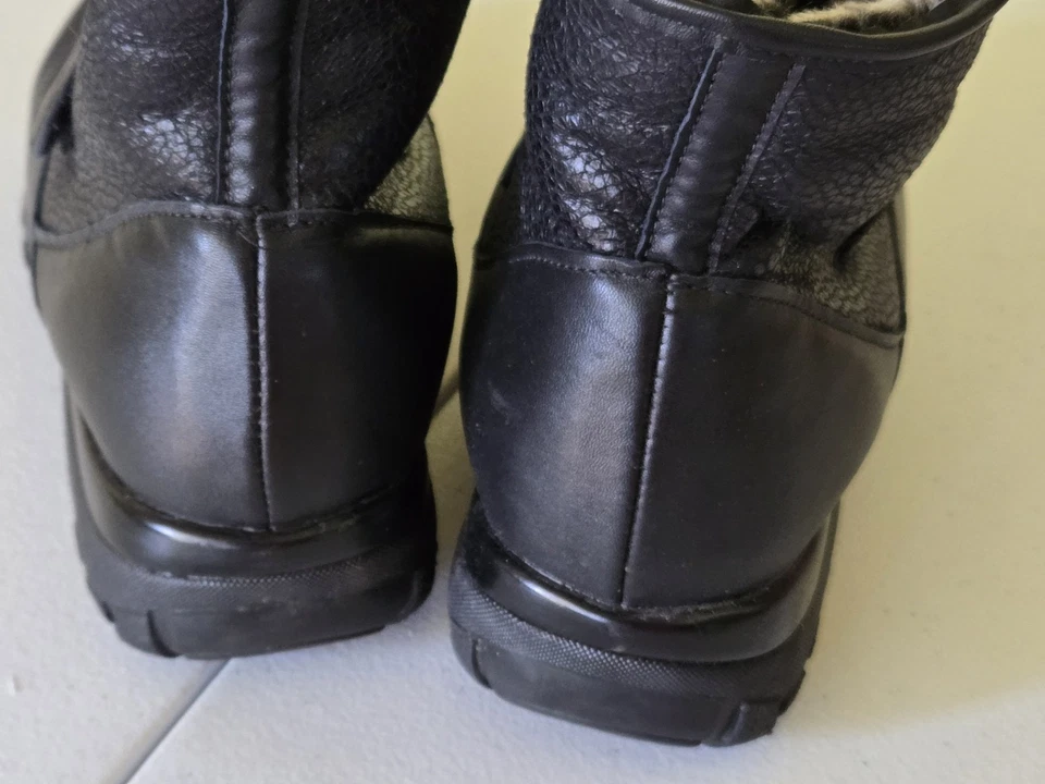 BOTAS DE INVIERNO IMPERMEABLES CALENTADORES DE DEDOS NEGRAS SUELA ANTIDESLIZANTE MUJER TALLA 7.5W Foto 3 de 4