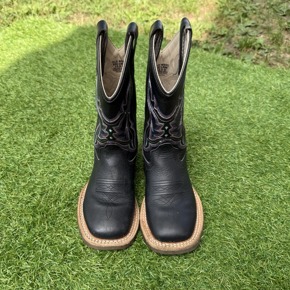 Botas de Vaquero Old West Niños Pequeños Talla 10 D Cuero Western Multi-Puntada Foto 2 de 4