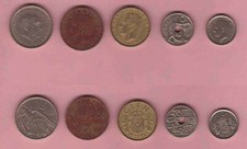 BU05a Kursmünzen SPANIEN 1957 - 1992 Fünf verschiedene