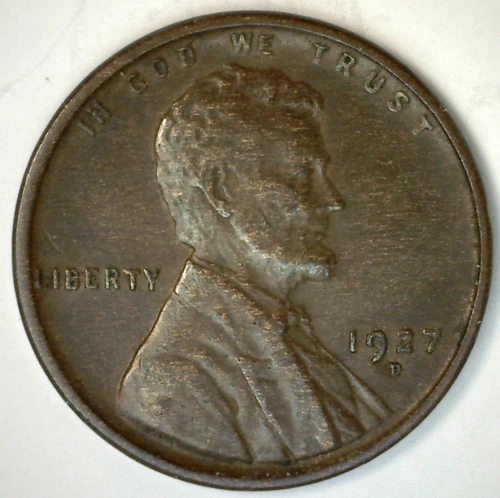 1927 D Lincoln Wheat Cent Coin XF 1c US Denver Penny Extra Fine