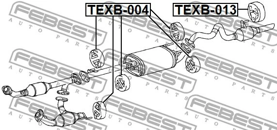 Kit de montaje FEBEST TEXB-004, sistema de escape para, LEXUS, MAZDA, TOYOTA, TOYOTA (FAW Foto 2 de 2