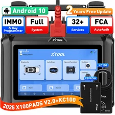 2025 XTOOL X100 PADS V2.0 KC100 Key Programmer Auto Diagnostic Scan Tool FCA