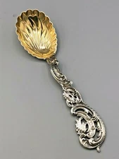 Heavy Antique Sterling Silver Shell Serving Spoon 7 1/8", by Durgin  #DUS17
