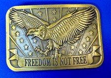 Freedom is Not Free Patriotic Bald Eagle Stars Stripes 2014 Sponsor Belt Buckle