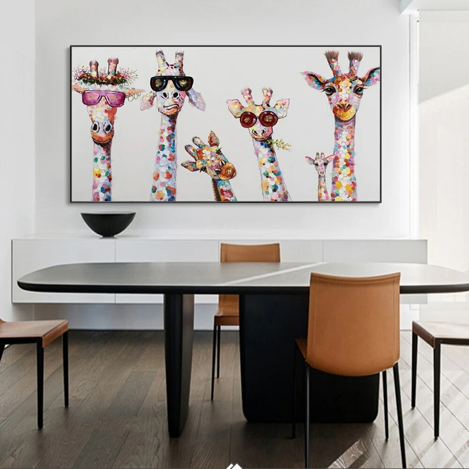 Familia de jirafas graffiti arte lienzo pintura arte callejero póster arte animal imagen Foto 2 de 4