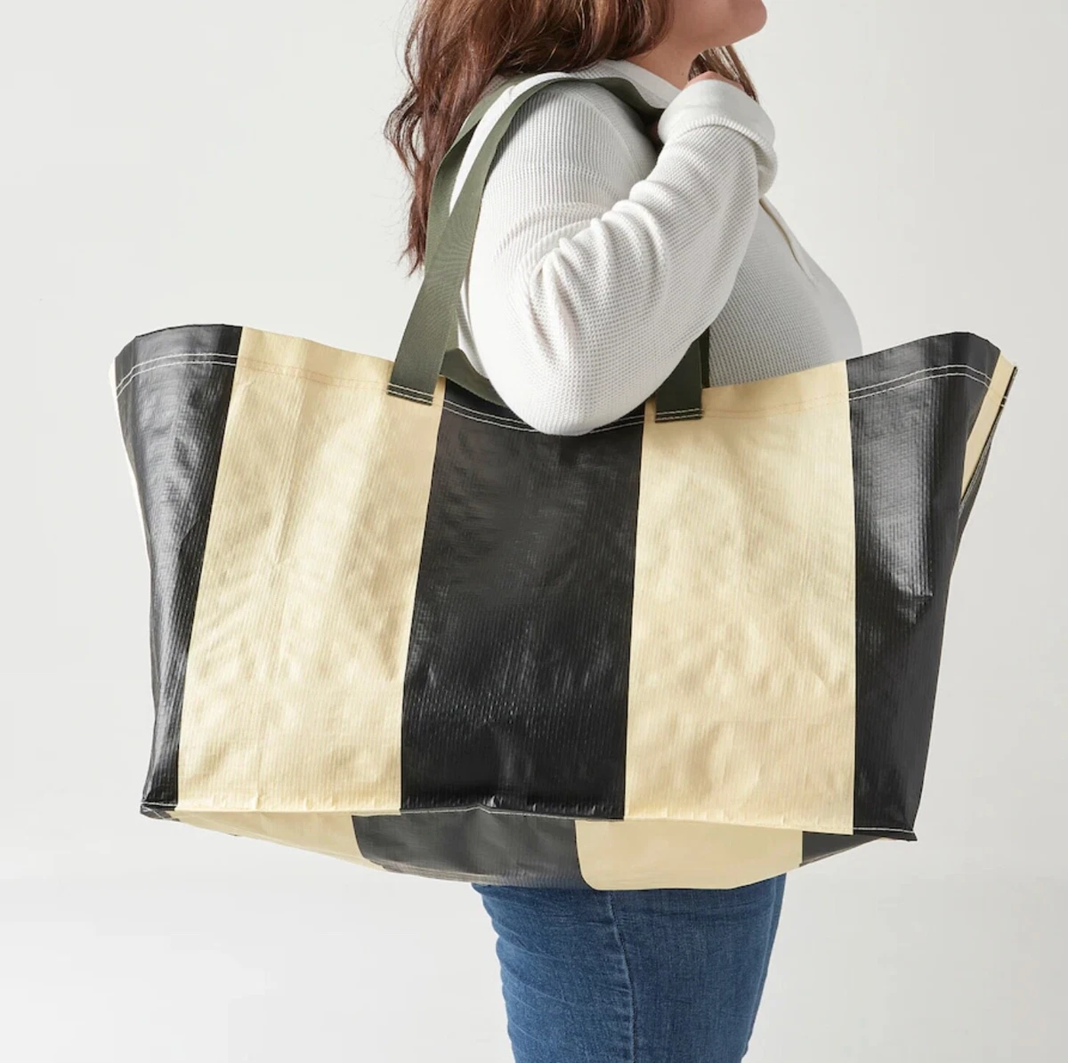 IKEA SÄCKKÄRRA Shopping Grocery Laundry Tote Bags Strong off-white/blk  Sackkarra