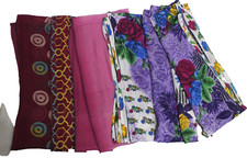 Indian Material Vintage Used Saree Dress Sewing Craft Fabric Sari Scrap Lot 2 Pc