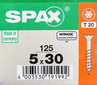 SPAX Universalschraube 5x30mm 125 Stück Teilgewinde Senkkopf T STAR T20 WIROX