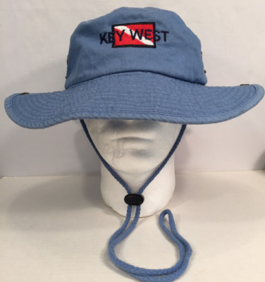Key West Blue Beach Boonie Bucket Hat - Size S/M - Draw String - Full Brim
