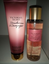 VICTORIA'S SECRET Strawberries  Champagne Fragrance Body Mist  Lotion Bundle