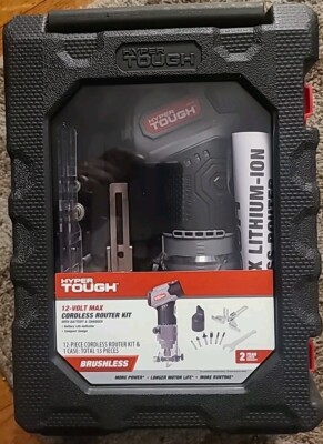 Hyper Tough 12-Volt Max Cordless Router Kit 12 Piece 80016 NEW