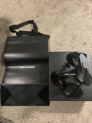 YSL Opyum Sandals Black pre-owned 37.5 / US 6.5 shoes Heels