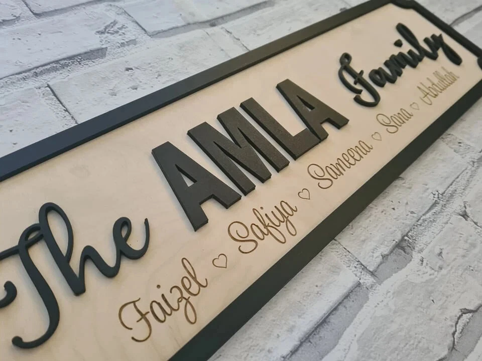 The Apellido Family con nombres | Letrero de calle aspecto 3D | Montaje de pared personalizado Foto 3 de 4