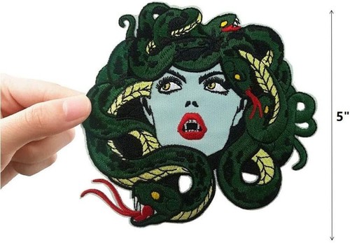 Medusa Patch (5") Iron-On Badge Horror Greek Myth Olympus Monster Snakes Head - Picture 2 of 4