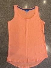 JOULES ~ New! Melon Orange Cotton Scoop Neck Shaped Hem Relaxed Tank Top NWOT 4