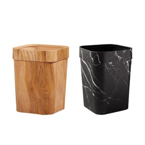 Wood Grain Trash Can Waste Paper Basket Large Durable for Office Room Garden - Afbeelding 1 van 18