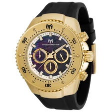 TechnoMarine Sea Manta Mens 48mm Black MOP Dial Gold Chronograph Watch TM-220067