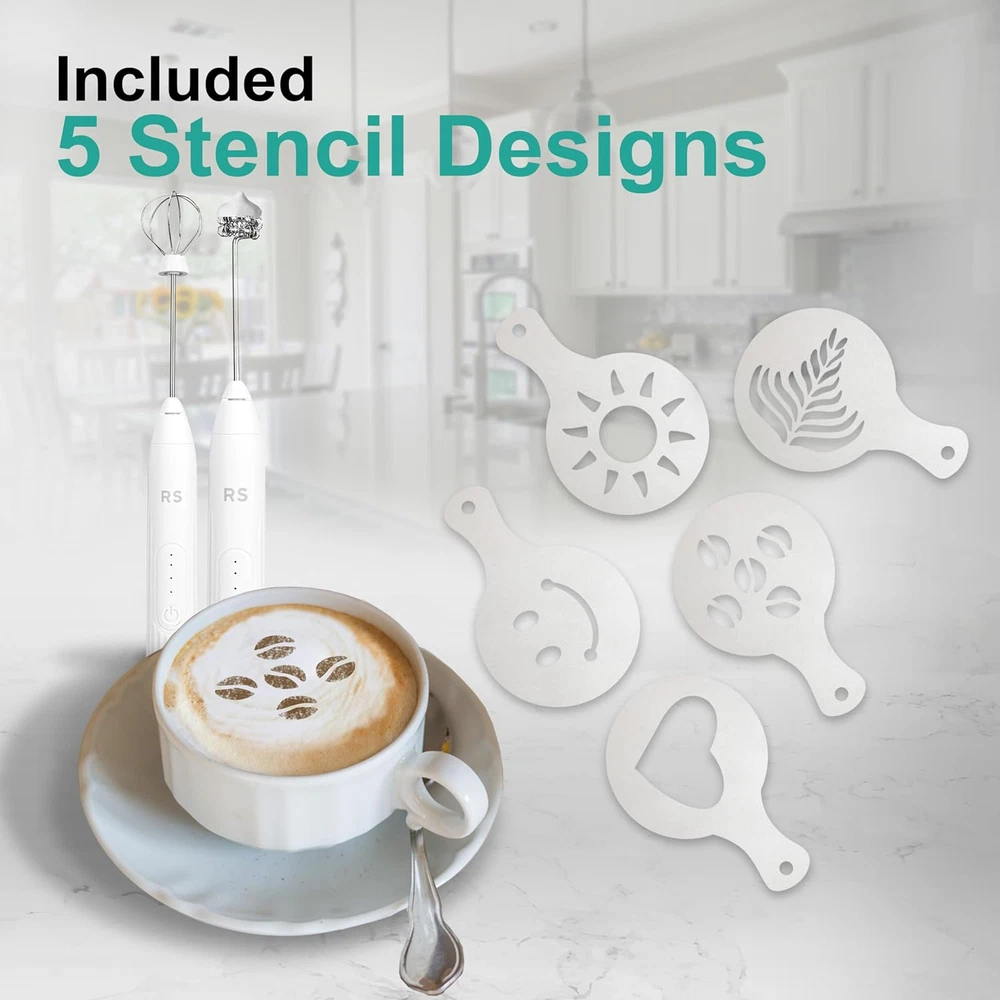 Milk Frother and Whisk Set | USB Rechargeable Milk Frother with Stainless Steel