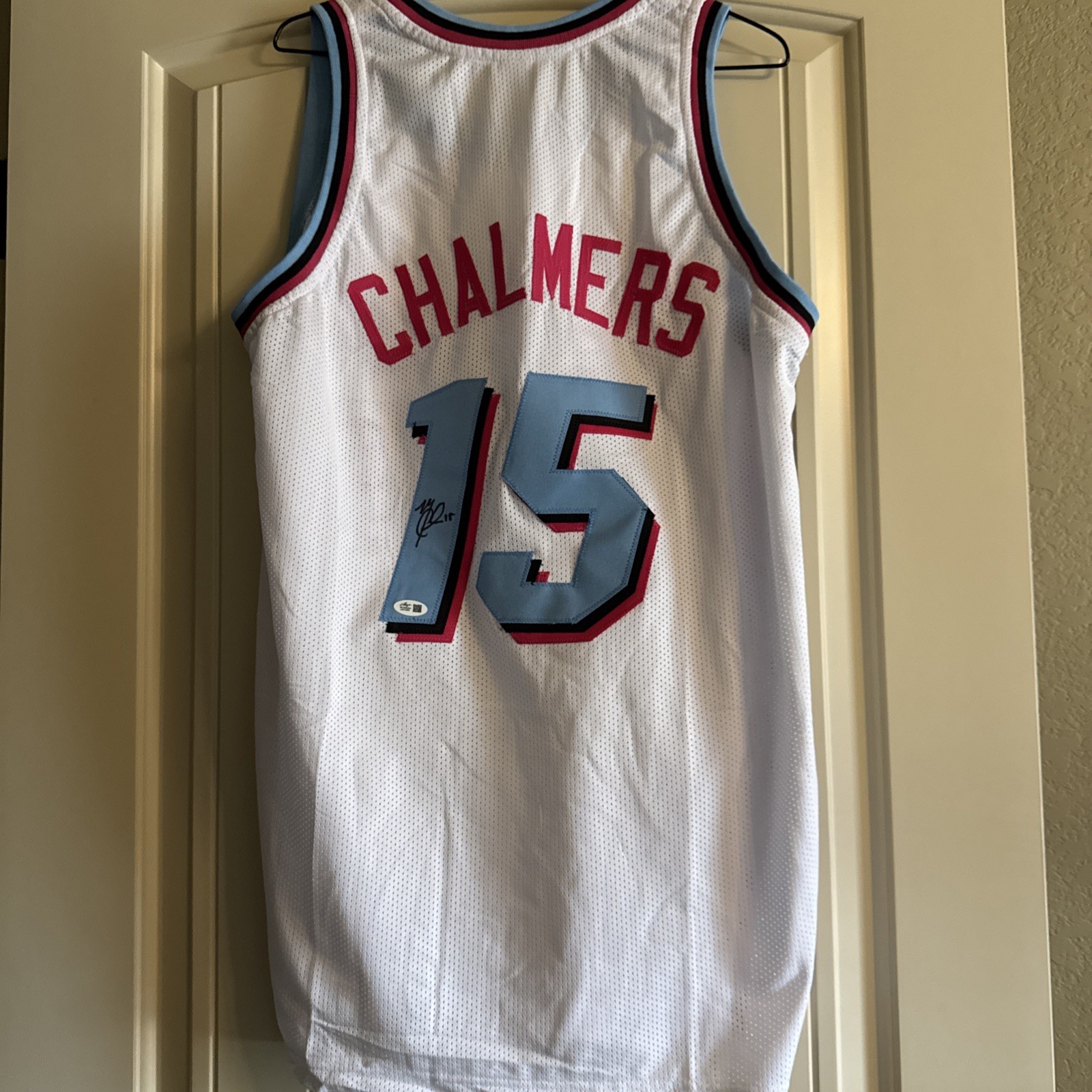 Mario Chalmers Miami Heat Jersey Signed Miami Vice Style Leaf Witness