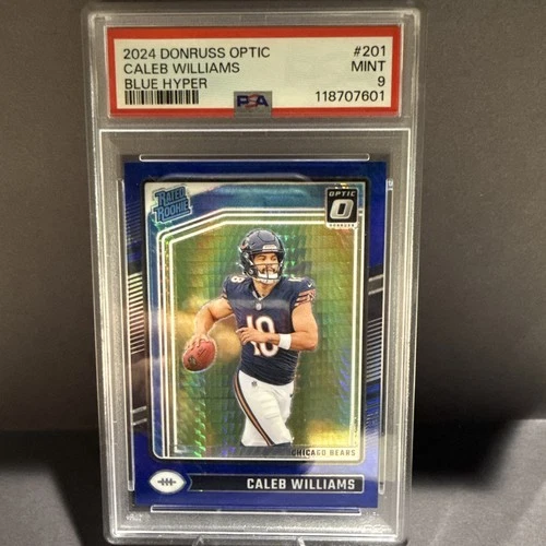2024 PANINI DONRUSS OPTIC BLUE HYPER #201 CALEB WILLIAMS ROOKIE RC PSA 9